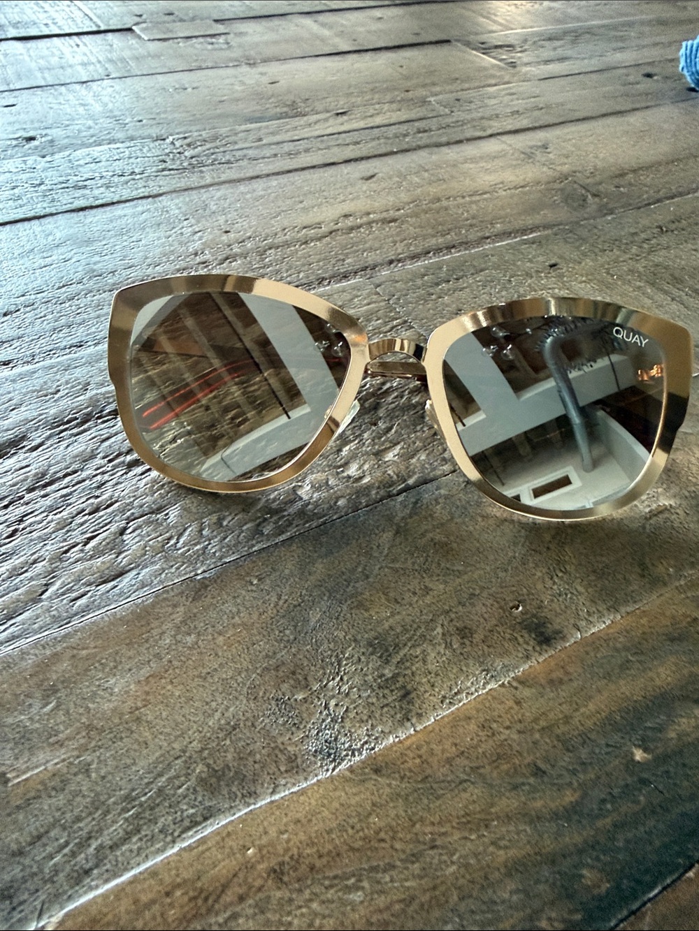 Quay Australia Champagne Gold Cat-Eye Sunglasses with Brown Tint - Picture 4 of 5